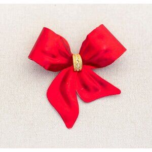 Bright Vintage Red Bow Brooch - A12